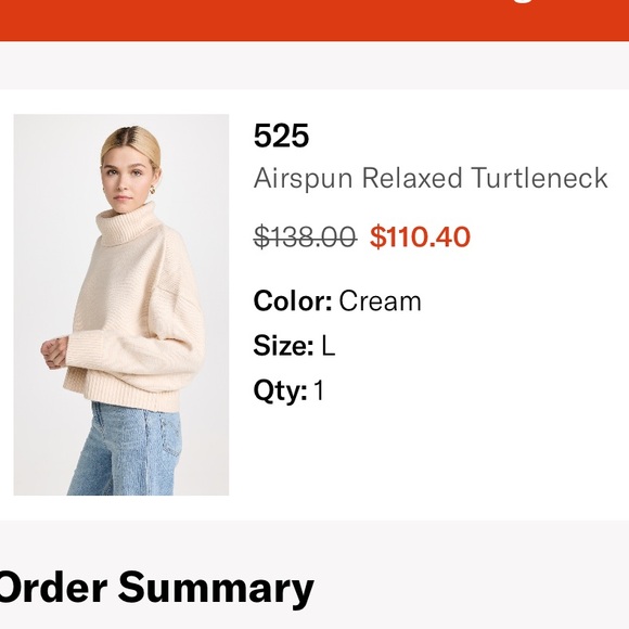 525 Airspun Relaxed Turtleneck Sweater - Cream - Picture 1 of 5